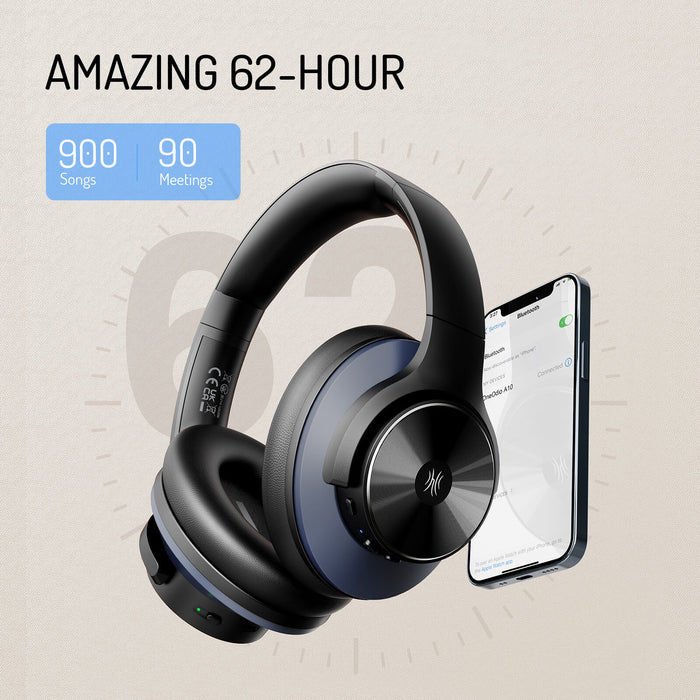 Oneodio A Series - Bluetooth 5.0 Active Noise Cancelling Wireless Headphones - Built-in Microphone, Type C Charging & Carry Case